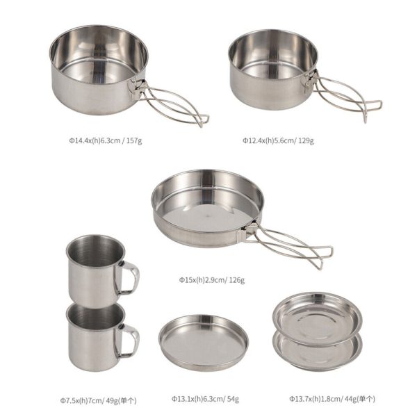 8 Pcs/Set Portable Camping Cookware Kit Outdoor Picnic Hiking Cooking Equipment - Image 3