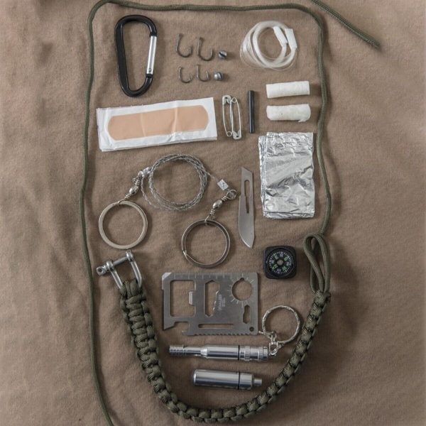 Large Paracord Military Survival Kit - Olive Camping/Hiking Equipment - Image 2